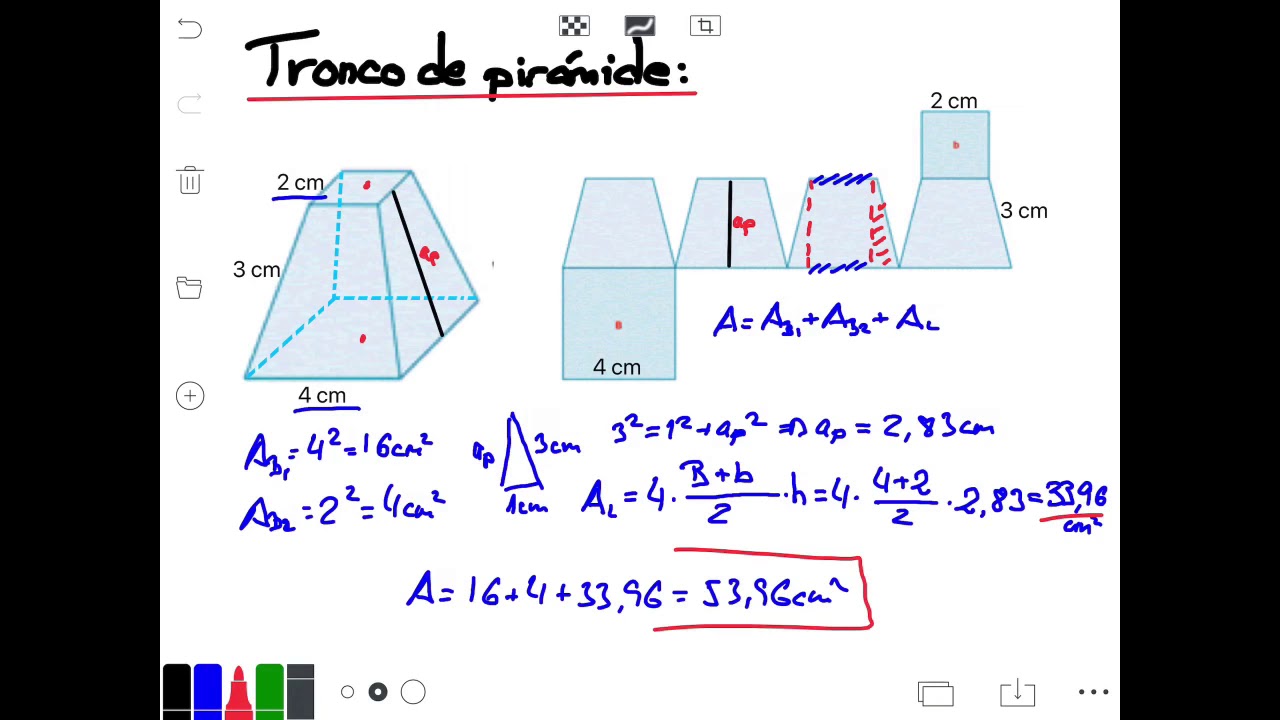 ejercicios de area y volumen de un tronco de piramide resueltos